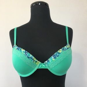 Aerie Cute Green Spring Push Up Lace Bra, 32D